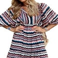 thumbnail image 2 of PENGXIANG Robe Maxi à Manches Courtes Bouffantes Col en V Été Boho Imprimé Floral Robe Smockée Évasée Violet Foncé TTG, 2 of 3