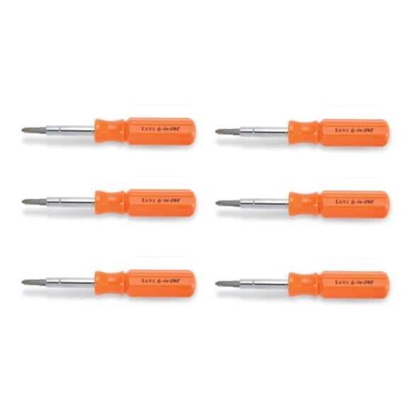 Lutz 6-in-1 Pocket Size Orange Screwdriver, 26030 (Pack of 6)
