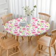thumbnail image 3 of Pink Breast Cancer and Pioneer Flower Round Fitted Tablecloth with Elastic Edge,Dining Table Cover Waterproof,Outdoor Round Tablecloth for Camping,Dining,Indoor and Outdoor, 3 of 7