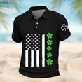 thumbnail image 4 of Ceisia Men's St. Patrick's Day Polo Shirt Collection | Shamrock American Flag Print | Casual Short Sleeve Collared Tops Gift, 4 of 5