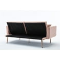 thumbnail image 4 of Velvet Futon Sofa Bed with Two Pillows, Modern Accent Sleeper Sofa Couch with Golden Metal Legs with Adjustable Backrest, Convertible Loveseat Sofa Recliner Couch for Living Room Bedroom, Pink, 4 of 7