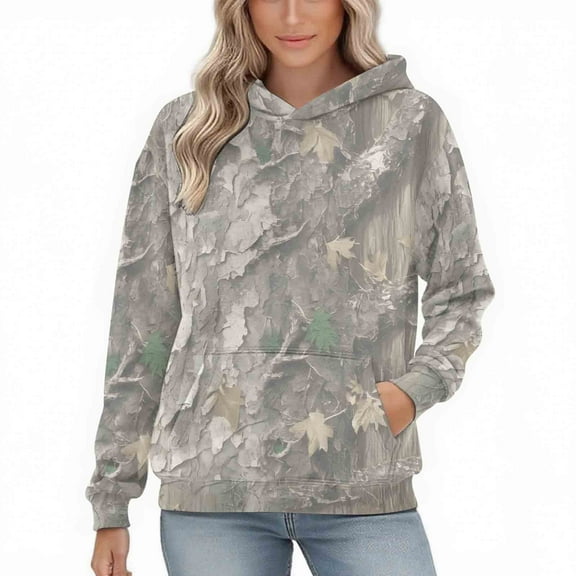 Womens Camo Hoodies Oversized Maple Leaf Fleece Pullover Sweatshirts Long Sleeve Unisex Mens Shirts Tops, 3XL Camouflage