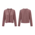 thumbnail image 4 of Hxshgdsn Women's Corduroy Cropped Cardigan, Long Sleeve Textured Button Up Shrug, Solid Color Casual Sweater（Pink/XL), 4 of 7