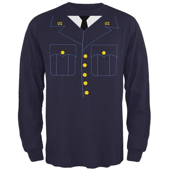 Halloween Military Formal Costume Mens Long Sleeve T Shirt