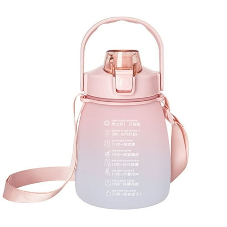 

1200ml Water Bottle Gradient Portable Straw Cup Outdoor Sports Large Capacity Travel Kettle Adult Student Drink Jugs with Strap GRADIENT PINK GRADIENT PINK