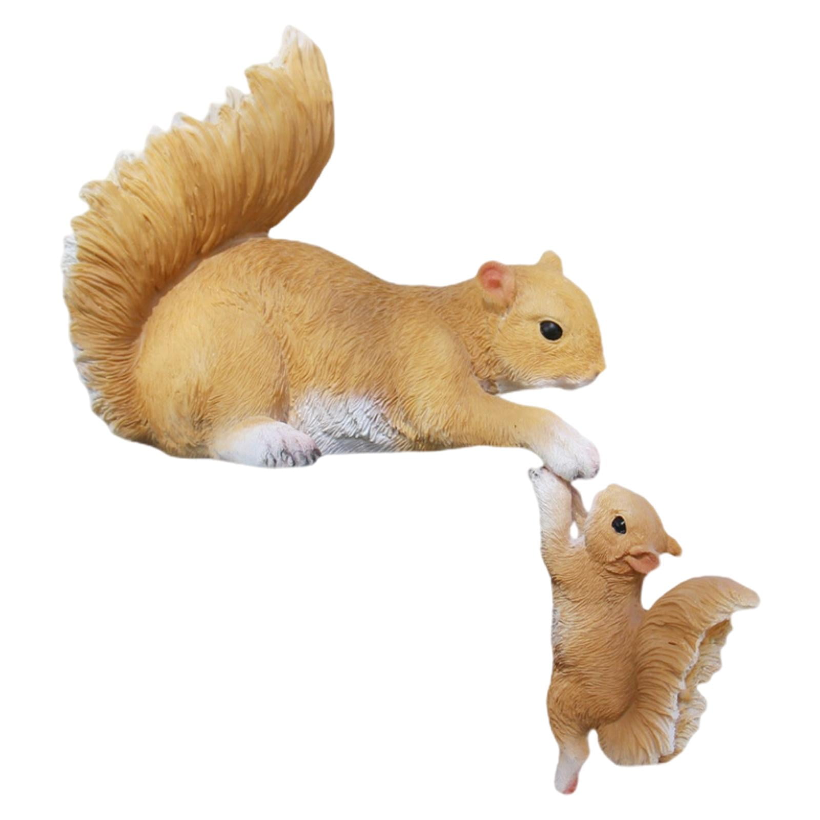 Nishiyuenyi 2x Miniature Squirrel Statue Garden Figurines for Bedroom Tabletop Ornaments