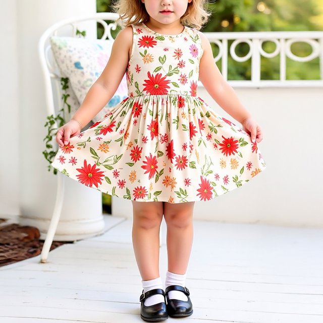LOVZFMLL Robe d'Été à Manches Courtes à Volants Col Rond Imprimée Mode pour Filles Robe Débardeur Douce