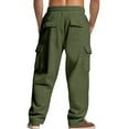 thumbnail image 3 of Ohufall Men's Corduroy Cargo Pants Comfy Relaxed Fit Jogger Pants Solid Casual Elastic Waist Drawstring Trousers with Multi Pockets, 3 of 8