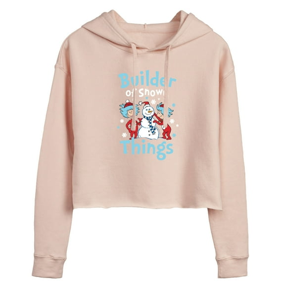 Cat in the Hat - Builder Of Snowy Things - Ladies Cropped Hoodie