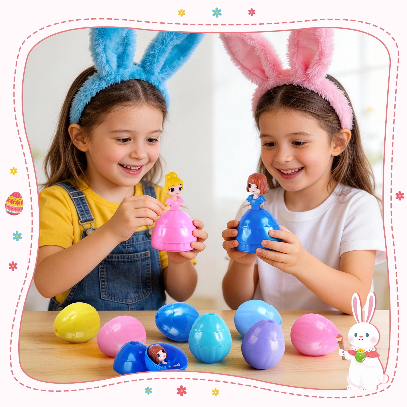 Sumsoltic 12 Pack Prefilled Easter Eggs with Toys, Easter Basket Stuffers and Egg Hunt Fillers for Kids Ages 3+, Easter Party Favors and Gifts