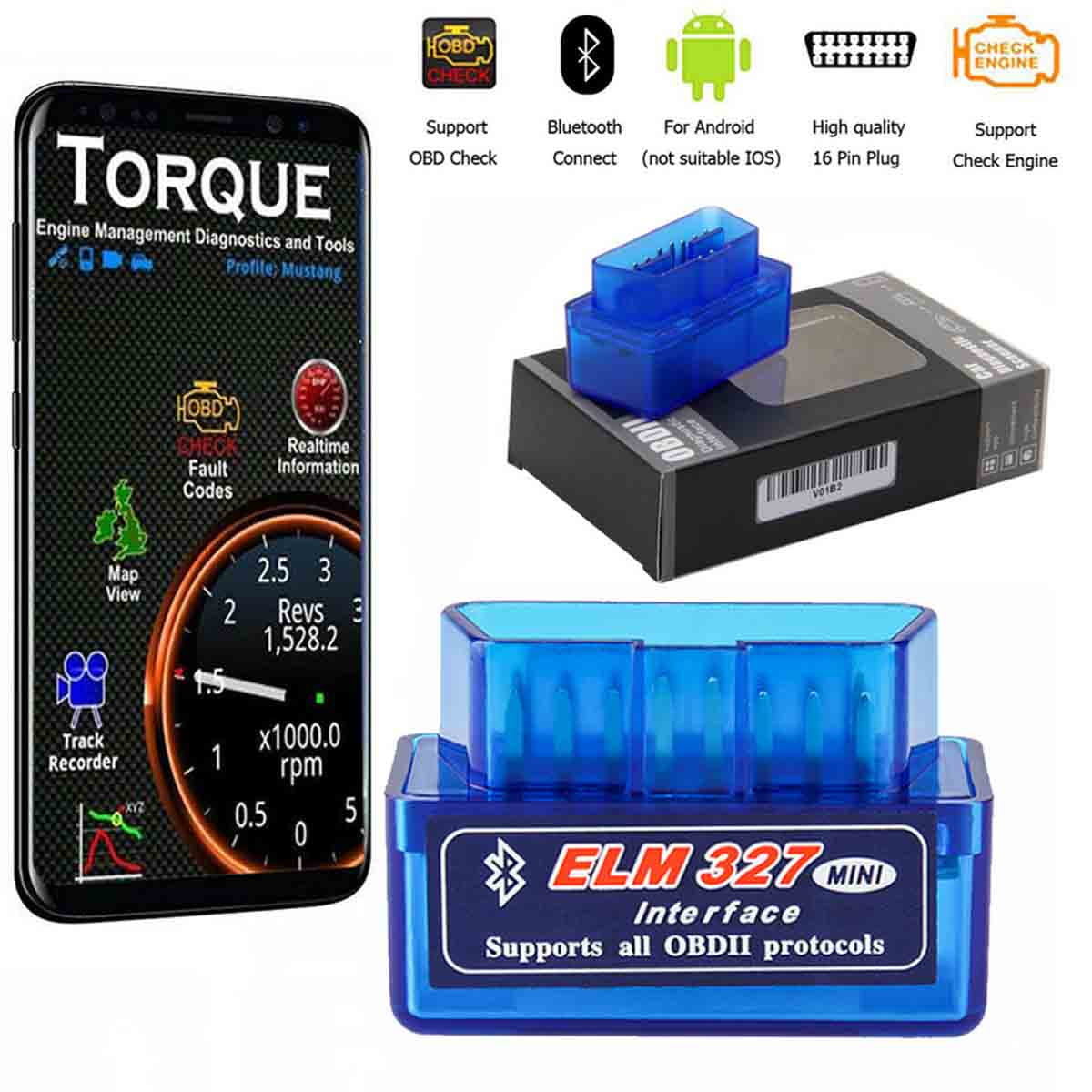 krøllet pension Touhou ELM327 Bluetooth OBD2 Car Engine Scanner Mini Adapter For iPhone ,Android -  Walmart.com