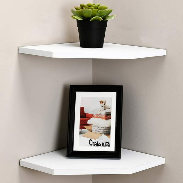 WELLAND 12Inch Floating Corner Shelves Set of 2, Wall Mounted Storage