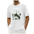 thumbnail image 4 of ZQUUVOU Men's T-Shirt Casual Short Sleeve Print Crew Neck Shirt (A-White,XL), 4 of 5