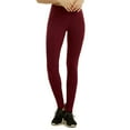 thumbnail image 3 of DailyWear Womens Full Length Active Plain Cotton Leggings Burgundy, Small, 3 of 3