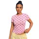 thumbnail image 2 of Camiseta de verano para mujer, estilo casual, corte ajustado, con estampado de lunares, cuello redondo y manga corta., 2 of 9