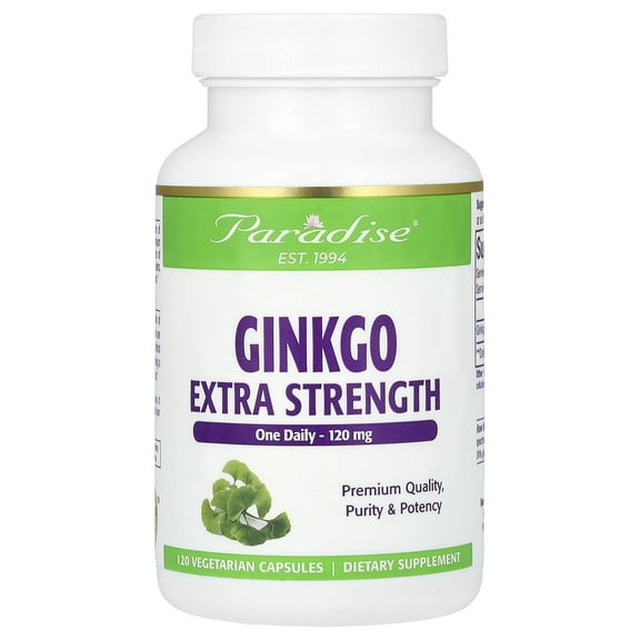 Paradise Herbs Ginkgo Biloba, 120 Vegetarian Capsules