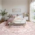 thumbnail image 2 of KoshiMe Washable Area Rug 9'x12', Non-Slip Soft Vintage Distress Floral Rugs for Living Room, Stain Resistant Low Pile Medallion Carpet for Dining Room Office, Gray Pink, 2 of 9