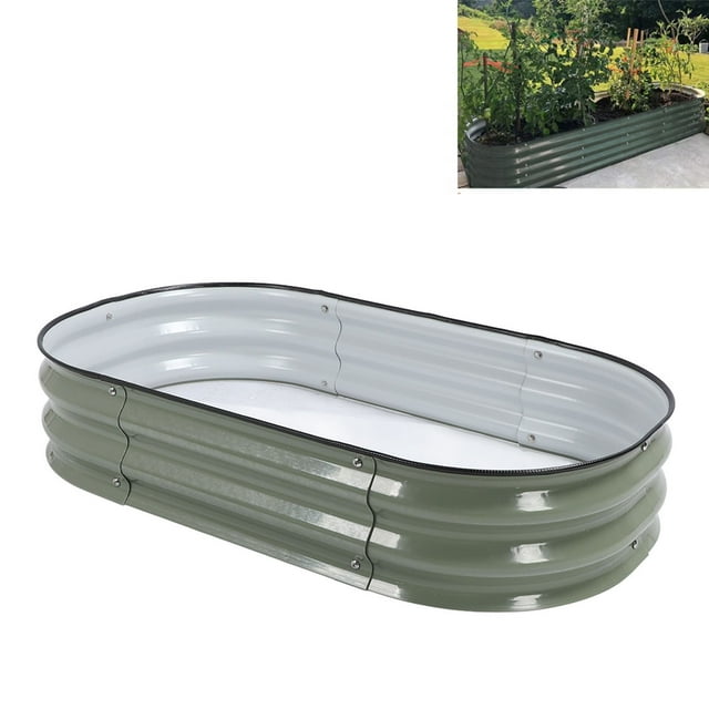 Kit De Cama Elevada Ovalada Estable Para Jardín De Acero Inoxidable, Juego De Cama Elevada Ovalada Para Plantas, Camas Elevadas Ovaladas Para Exteriores