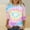 Pink, variant on 3/4 Sleeve Blouses for Women Funny Tie Dye Crew Neck Pullover Tops Trendy Spring Summer T-shirt Holiday Beach Attire