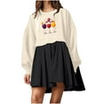 thumbnail image 1 of Pisexur Robes de Noël pour Femmes Mode Imprimé Noël Robes de Vacances Décontractées Col Rond Manches Longues Robe Fluide à Étages Mini Robe de Fête, 1 of 4