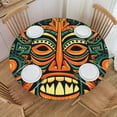 thumbnail image 2 of Hawaiian Tiki Tribal Retro Round Fitted Tablecloth Elastic Edged Table Cloth Waterproof Table Cover 48in, 2 of 7