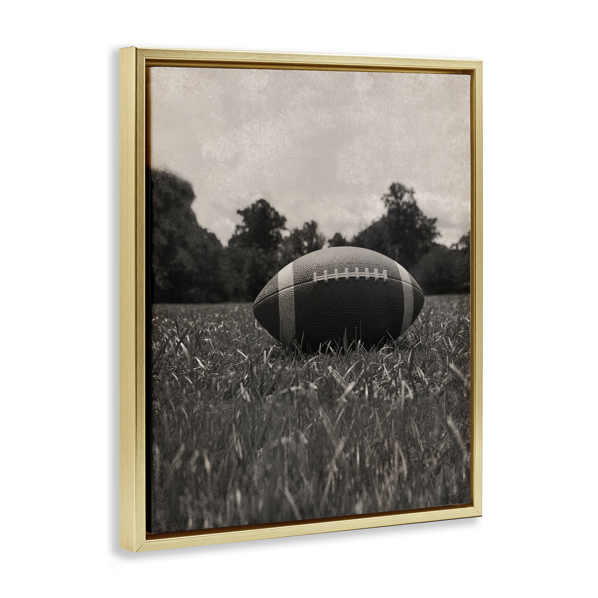 Stupell Industries Vintage Sports Football Gold Framed Floater Canvas Wall Art, design by Marcus Prime