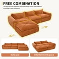 thumbnail image 3 of Harper & Bright Designs Modular Foam Sectional with Ottoman, Chenille 4 Seater Compressed Sofa, Free Combination Floor Sponge Couch with Integrated Backrest and Seat Cushion, 116'', Orange, 3 of 12
