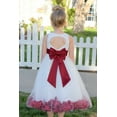 thumbnail image 4 of Ekidsbridal Girl Ballroom Flower Girl Dress - Lace Heart Cutout White Tulle with Petals 185T-A (Size: M-12), 4 of 5
