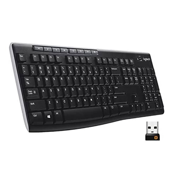 Restored Logitech K270 Wireless Keyboard for Windows, 2.4 GHz Wireless, Full-Size, Number Pad, 8 Multimedia Keys, 2-Year Battery Life, Compatible with PC, Laptop (Refurbished)