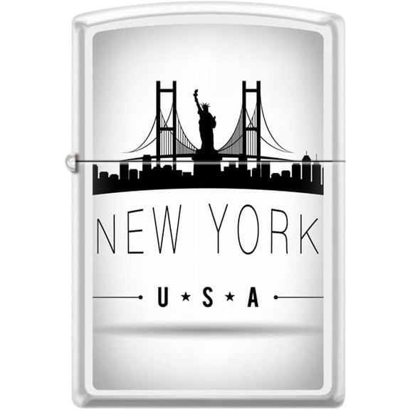 Zippo Lighter- New York City Silhouette White Matte Windproof Lighter #Z5067