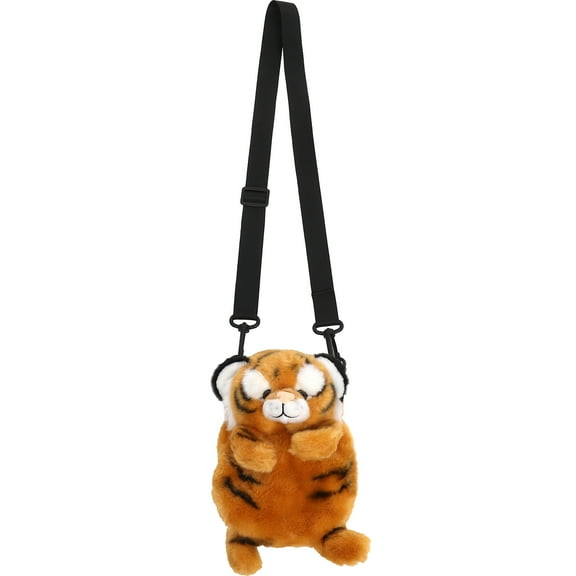 Minkissy Animal Shaped Purse Plush Tiger Crossbody Bag Orange 1Pack Adjustable Strap for Women