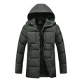 thumbnail image 2 of Wrtxtat Men's Long Puffer Jacket Winter Heavyweight Warm Full Zip Outerwear with Detachable Hood Fashion Outdoor Snow Skiing Jacket Army Green XXXL, 2 of 4