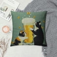 thumbnail image 2 of Nawypu  Cartoon Painted Lovely Animal Adorable Cat Beer Fish Funny Daily Life Decorative Throw Pillow Case Cushion Cover Square, 2 of 5
