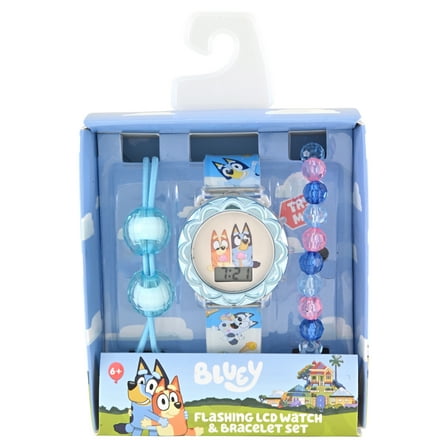Bluey Unisex Child 3pc Blue LCD Watch and Bracelet Set, BLY40029WM