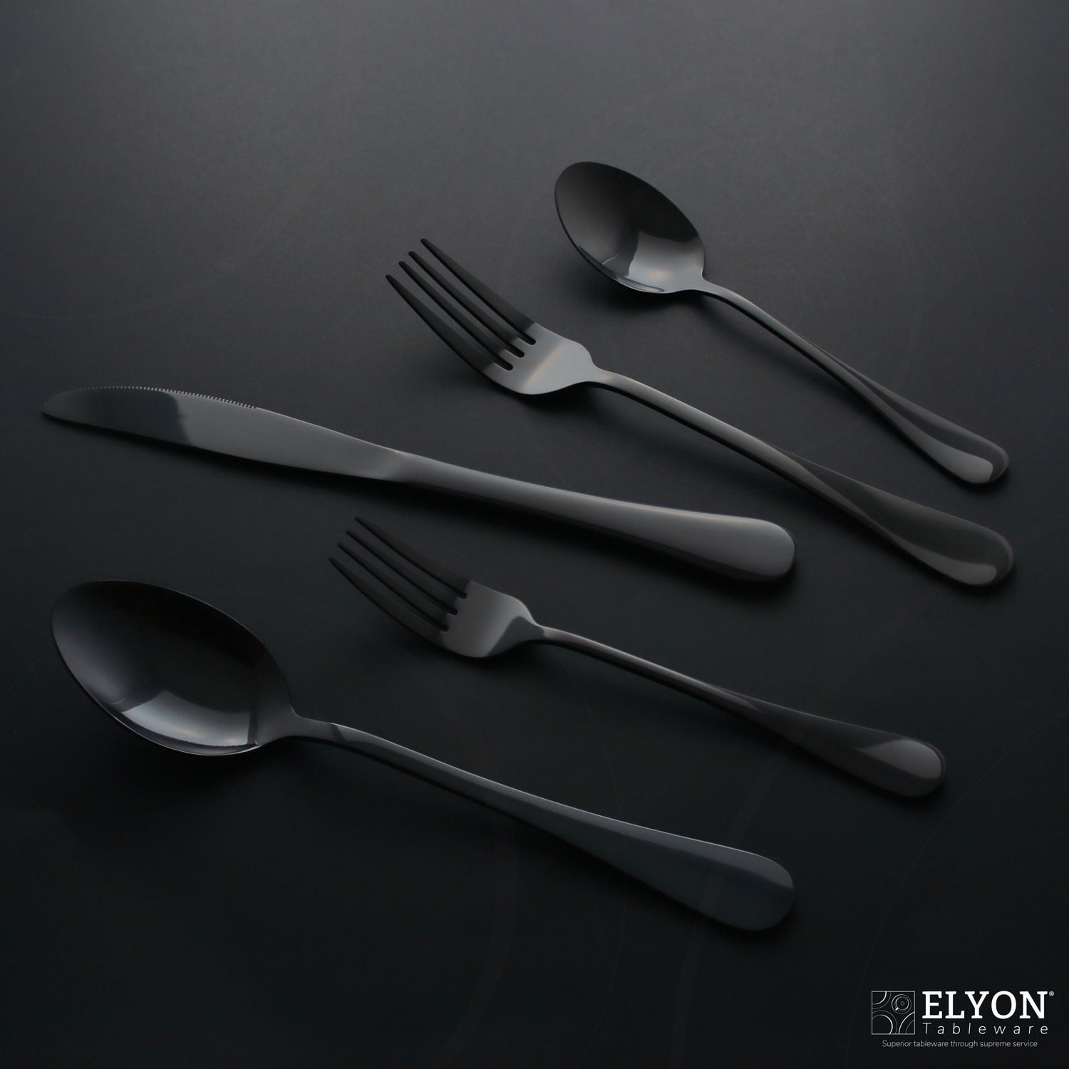 Elyon Lea Matte Black 20-Piece Flatware Set, Stainless Steel, Thin Handles,  Service For 4