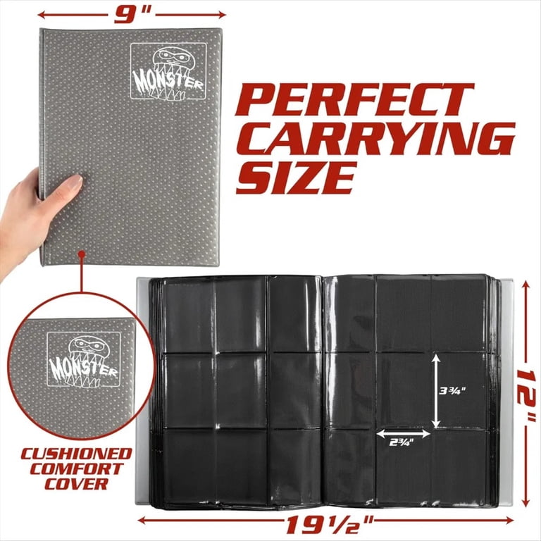 monster binder 9 pocket trading card album The Original Album- 20 Side Loading 9- Per Page TCG Binder- Holds 360 Sleeved Trading Cards- Holofoil Pink- Compatible with Yugioh, Pokemon, MTG Magic the Gathering Cards Custom Binding Expands as you put more cards into it Monster Binder - 9-Pocket Matte