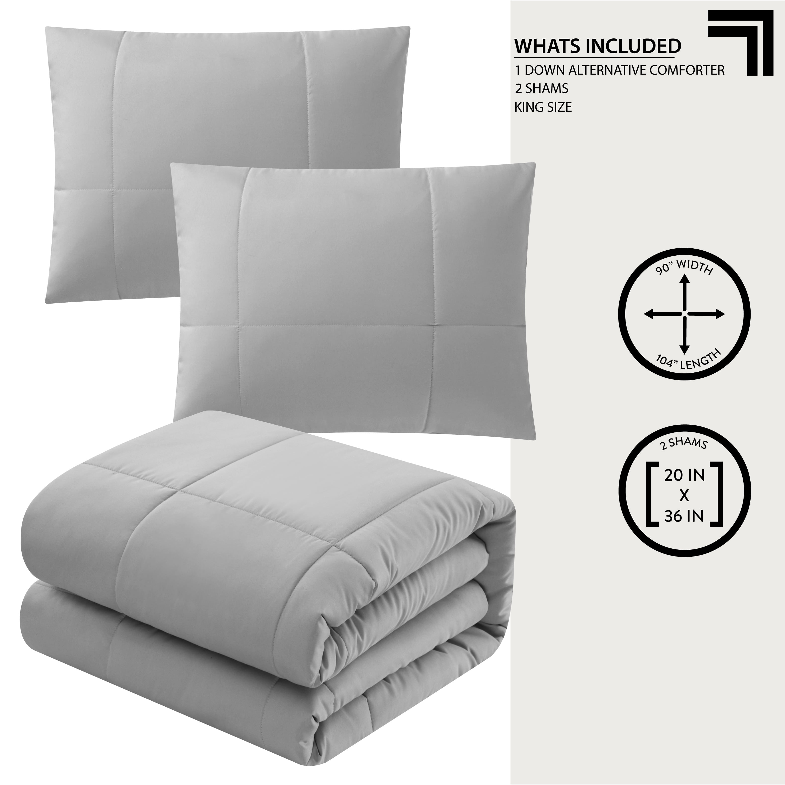 Sharper Image 3-Piece Grey Down Alternative Comforter Set, King