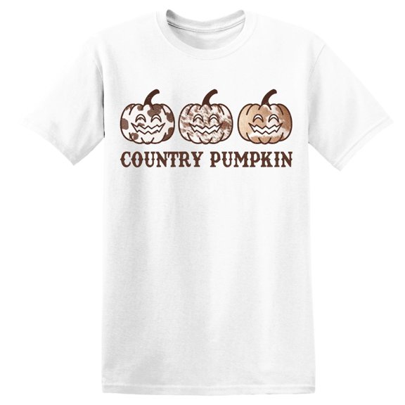 Men's Halloween T-Shirt ,"Country Pumpkin" Graphic Tees,Humorous design，Causal short sleeve，Classic，cotton，white，S-5XL