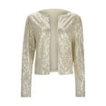 thumbnail image 1 of Woman Jacket,Round Neck Long Sleeve Solid Color Cardigan Casual Versatile Sequin Jacket, 1 of 4