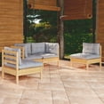 thumbnail image 1 of vidaXL 4 Piece Garden Lounge Set with Grey Cushions Solid Pinewood, 1 of 5