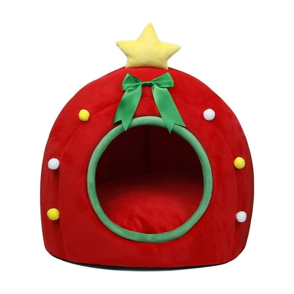 FYTPOV Cute Pet Cave Bed, Soft Cat Bed for Indoor Cats, Creative Christmas Pet Tent Cave Bed for Cats Small Dogs, Removable Washable Cat Bed House, Christmas Gifts