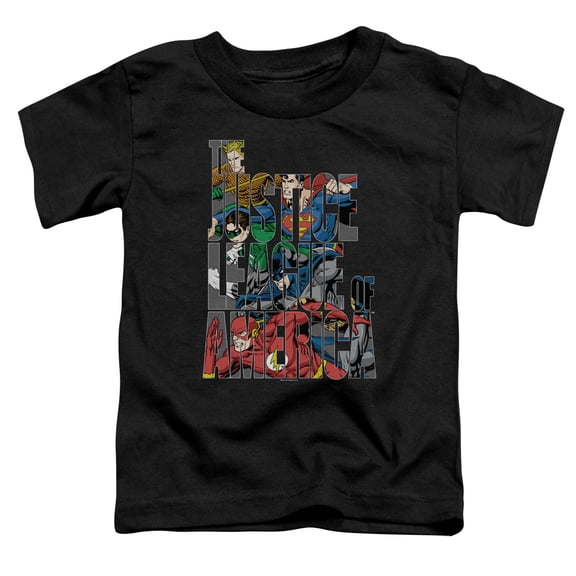 Justice League Of America Boys' Lettered League Childrens T-shirt Black
