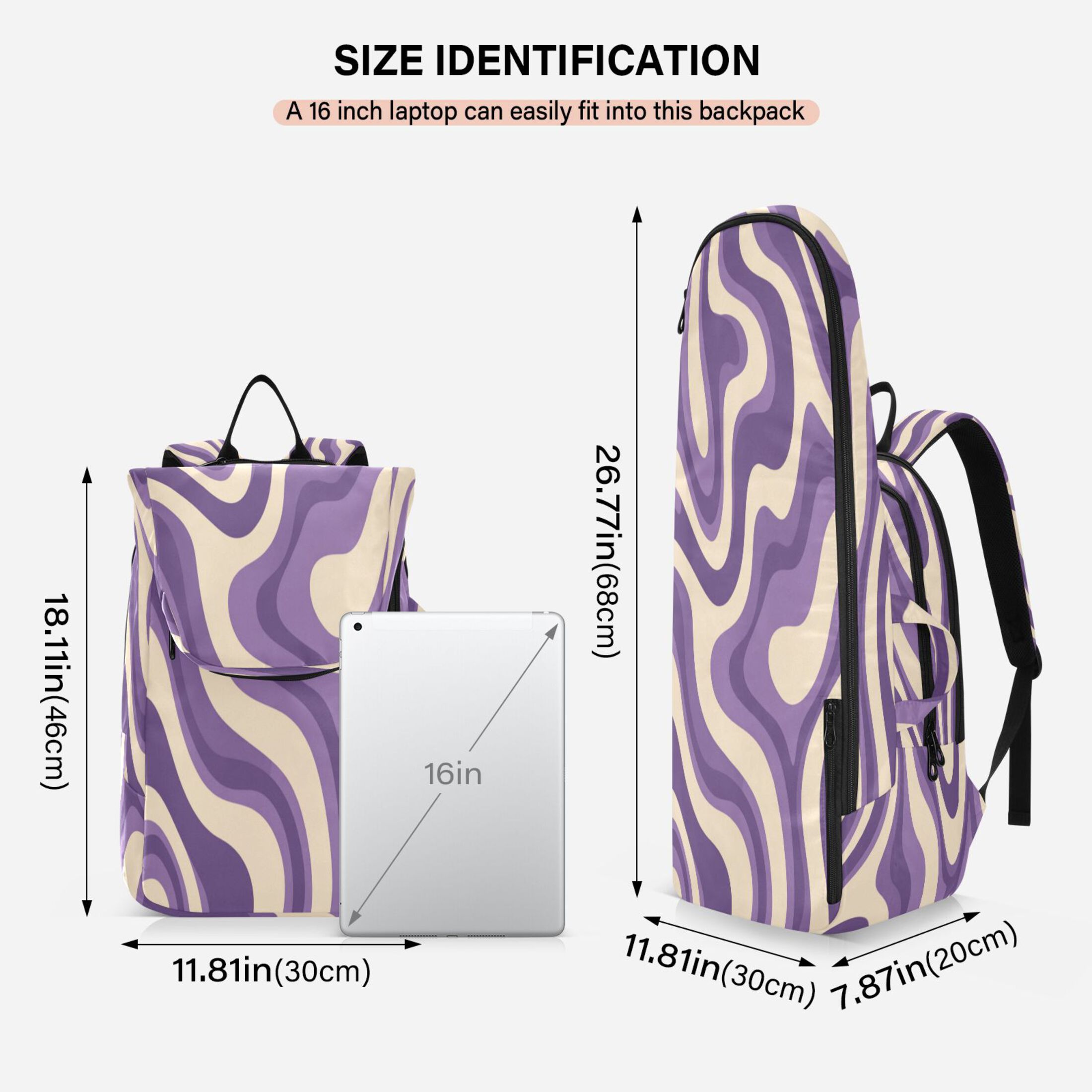 2 Racquet Holder Tennis Backpack Tennis Racket Covers Gym Bags Purple Creamy Pattern