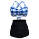 thumbnail image 3 of Conjunto de bikini bandeau para mujer, bañador sexy de cintura alta, traje de baño push up, tankini retro con cuello halter y relleno, 3 of 5
