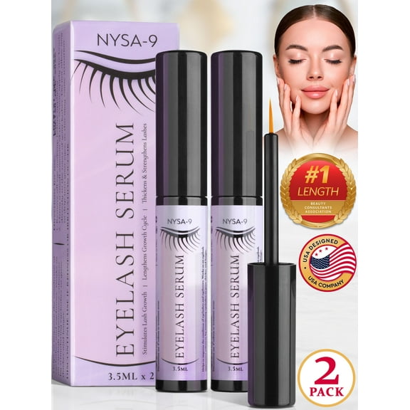 Lash Serum (2 Pack, 3.5 ml each), Eyelash Growth Booster for Longer, Thicker Lashes by Nysa-9