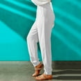 thumbnail image 2 of Relanfenk Winter Fall Plus Size Womens Pants White Linen Tightness Trousers Pocket Casual High Waist Casual Pant, 2 of 8