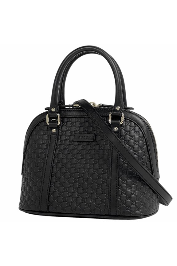 Pre-Owned Gucci Microguccissima Handbag 2-Way Shoulder Bag Signature Leather Black 449654...