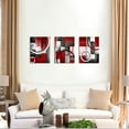 thumbnail image 4 of Red and Grey Abstract Geometric Circle Canvas Wall Art Rustic Burgundy Red Prints Artwork for Living Room Bedroom Christmas Wall Decoration (Red), 4 of 6