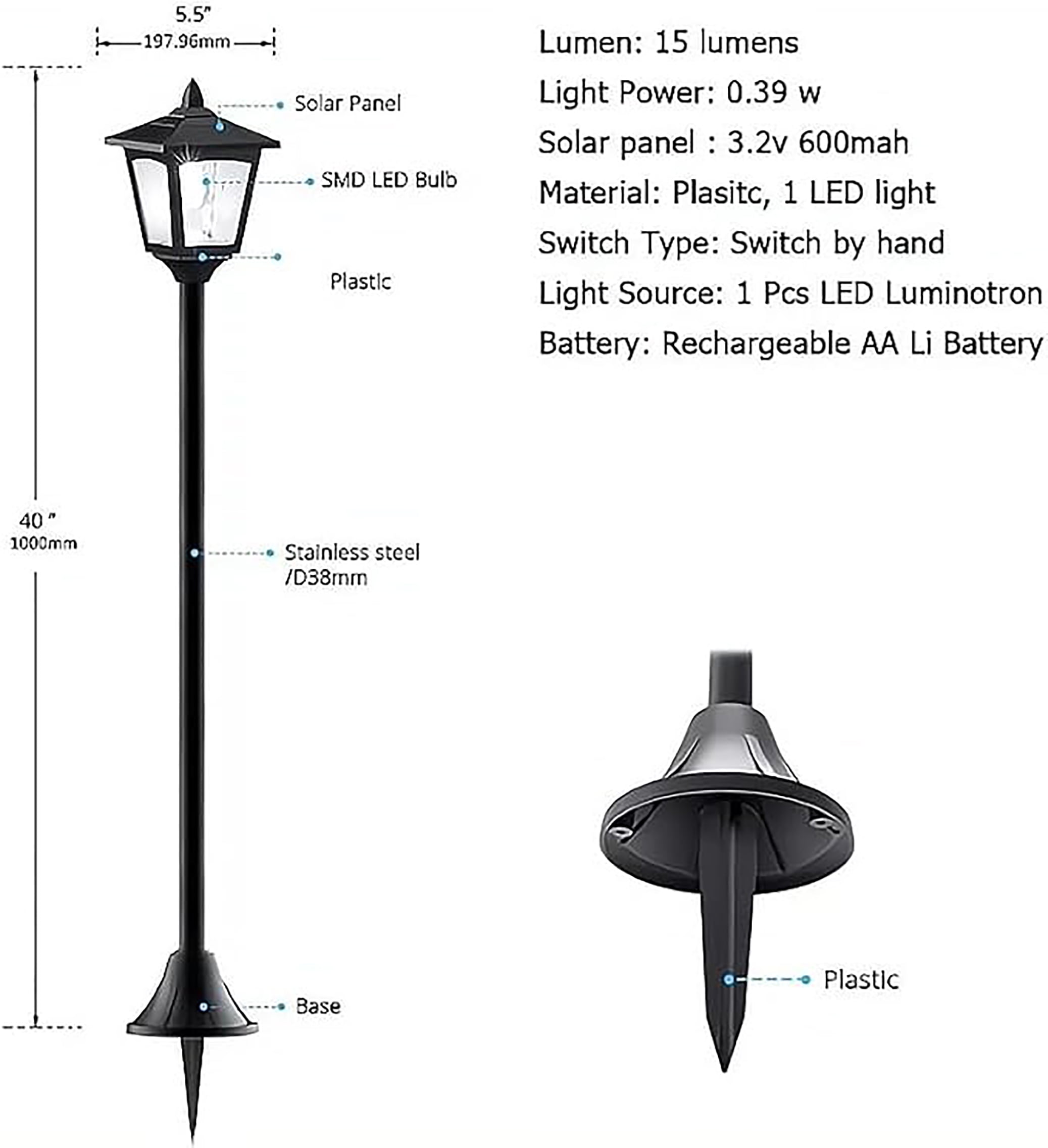 2 Pack Solar LED Lamp Post Lights 40'' – Outdoor IP65 Waterproof Lighting for Garden, Walkway, Driveway, Easy Install with Auto Dusk to Dawn Sensor