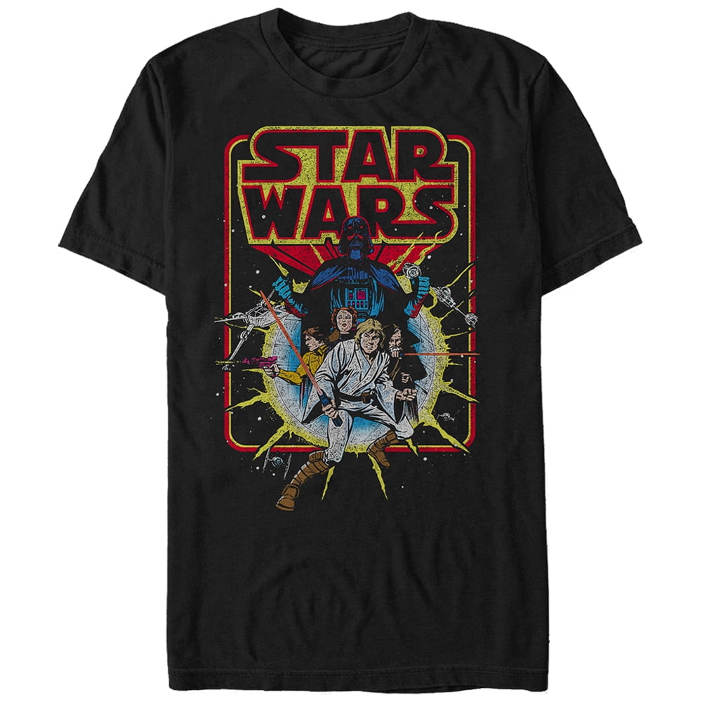 Men s Star Wars Retro Explosion T Shirt Black Large Black